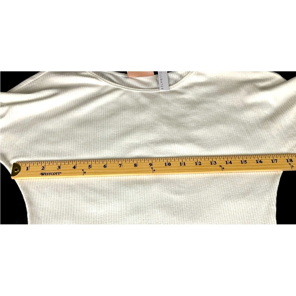 STILLWATER Women’s XS Ivory Ribbed Midi Dress Side Slit LS‎ NWT - Picture 9 of 12